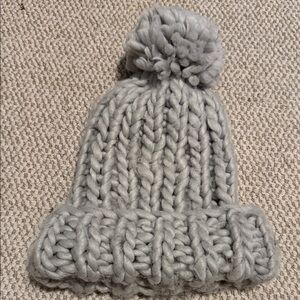 Cozy Gray Knit Pom-Pom Beanie for women